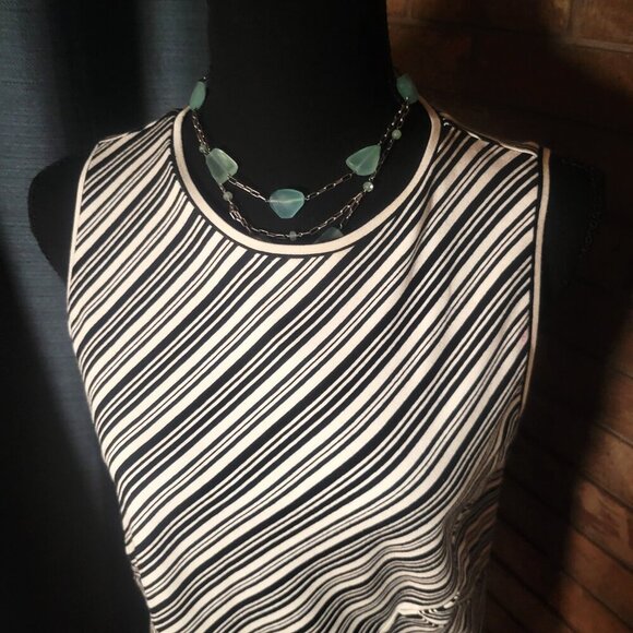 Yansi Fugel Women's Multi Directional Stripe Sleeveless Top Black/White - Size L - Picture 4 of 8